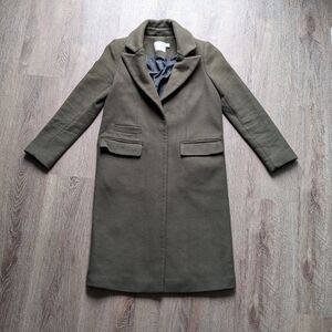 ASOS Olive Green Military Inspired Single Breasted Wool Topcoat 2 / XS
